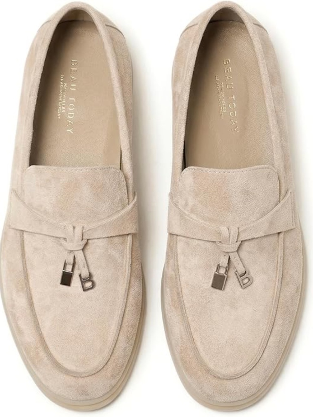 BEAU TODAY Women's Suede Loafer Flats，Slip On Penny Loafers Work Shoes